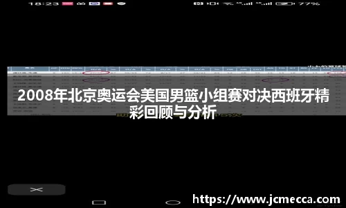 2008年北京奥运会美国男篮小组赛对决西班牙精彩回顾与分析
